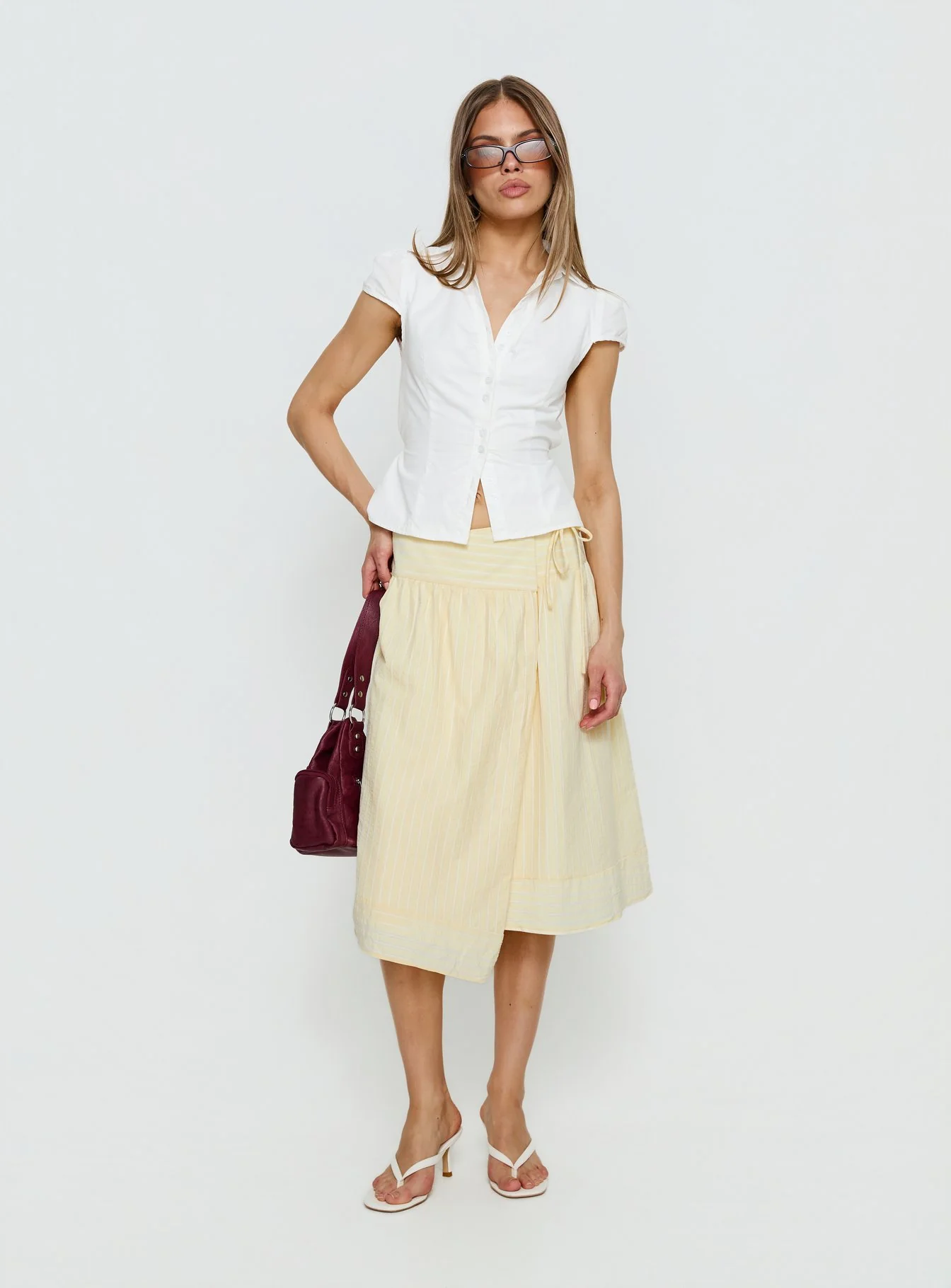 Sunney Wrap Midi Skirt Yellow - Image 2
