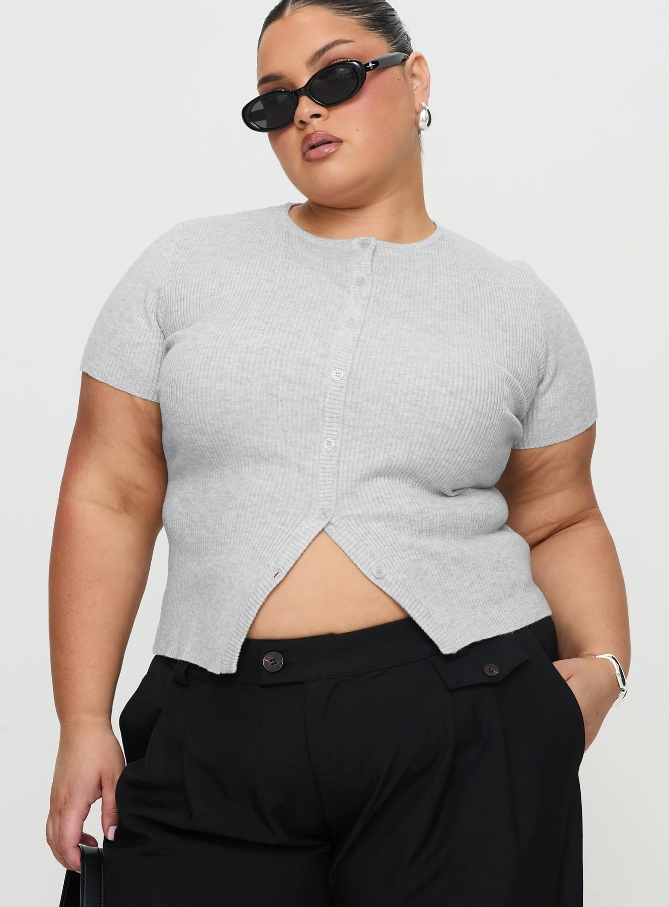 Suzu Knit Top Grey Curve - Image 2