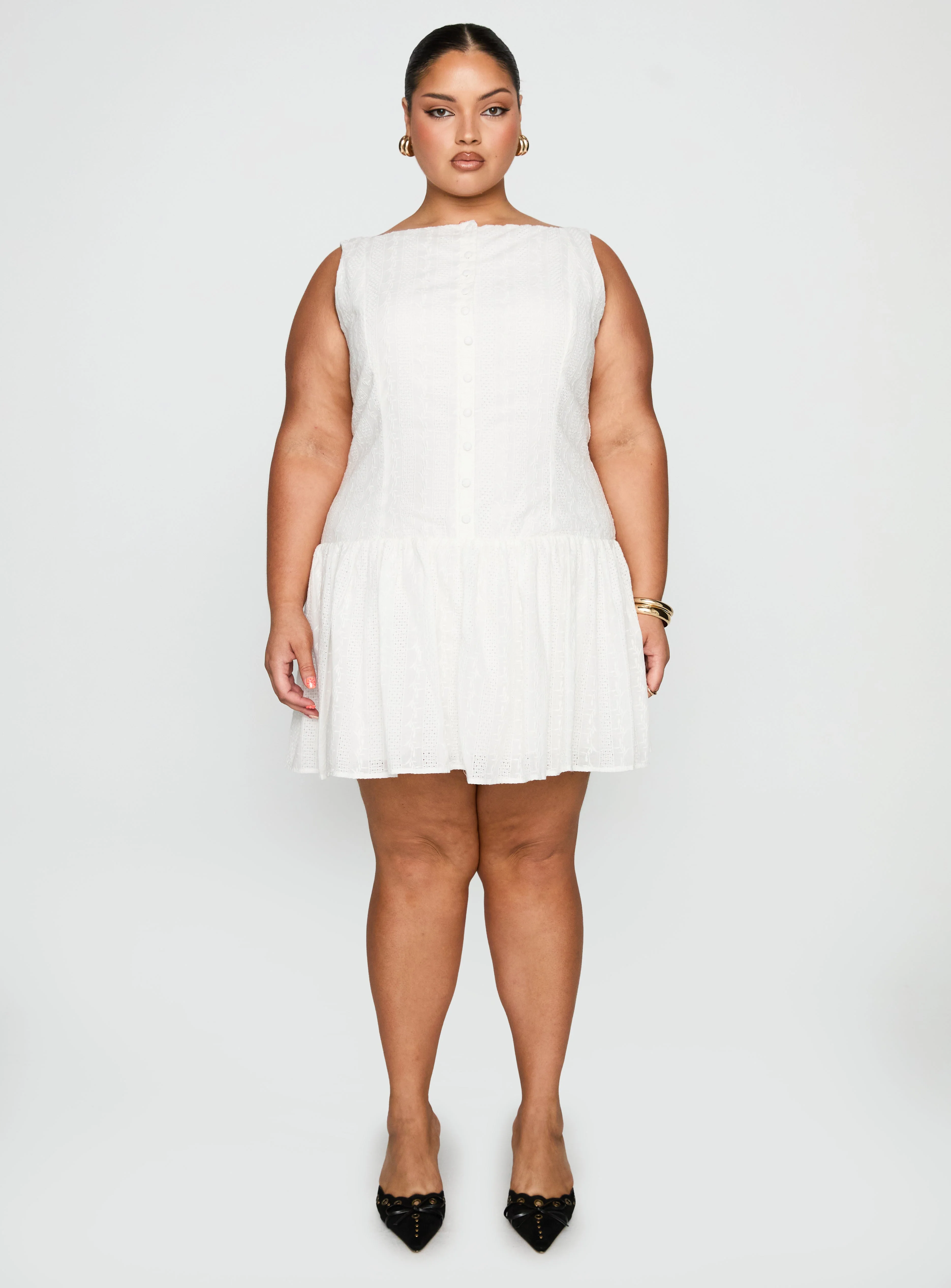 Sweeter Places Embroidered Mini Dress White Curve - Image 7