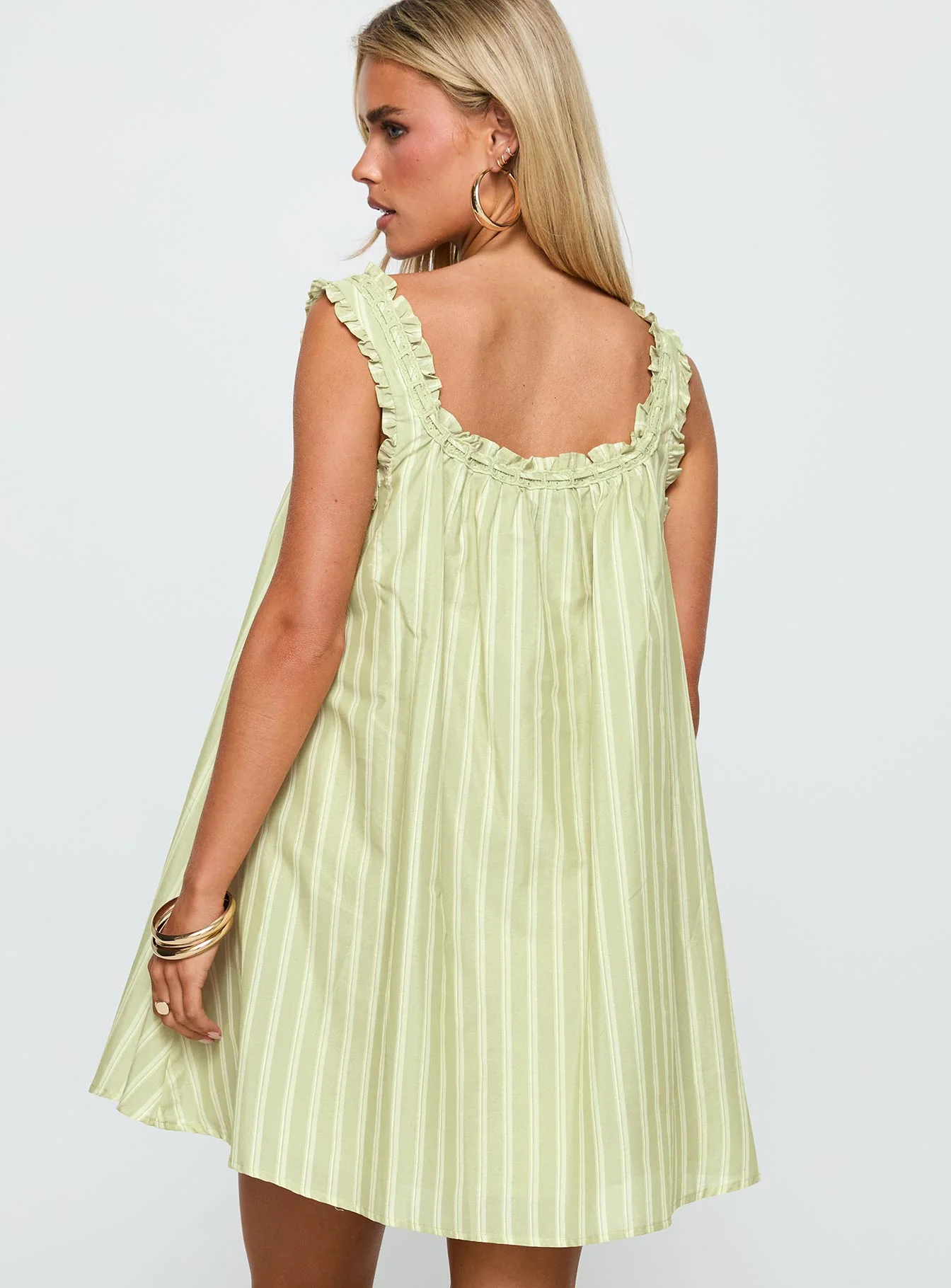 Swing Mini Dress Green Stripe - Image 5