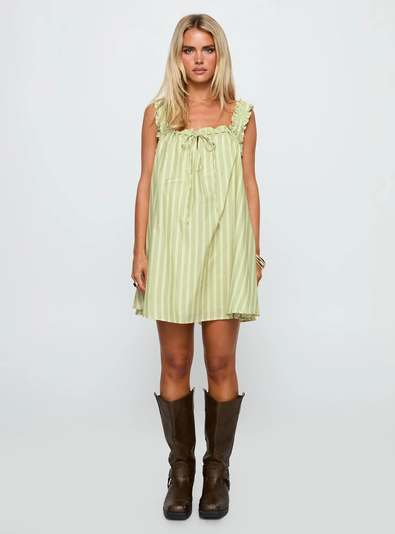 Swing Mini Dress Green Stripe - Image 7