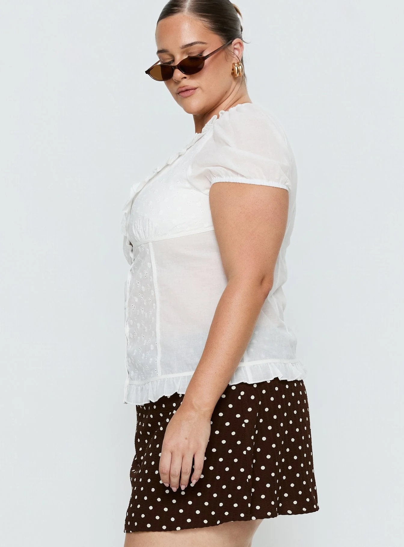 Tejano Mini Skirt Brown Polka Dot Curve - Image 4