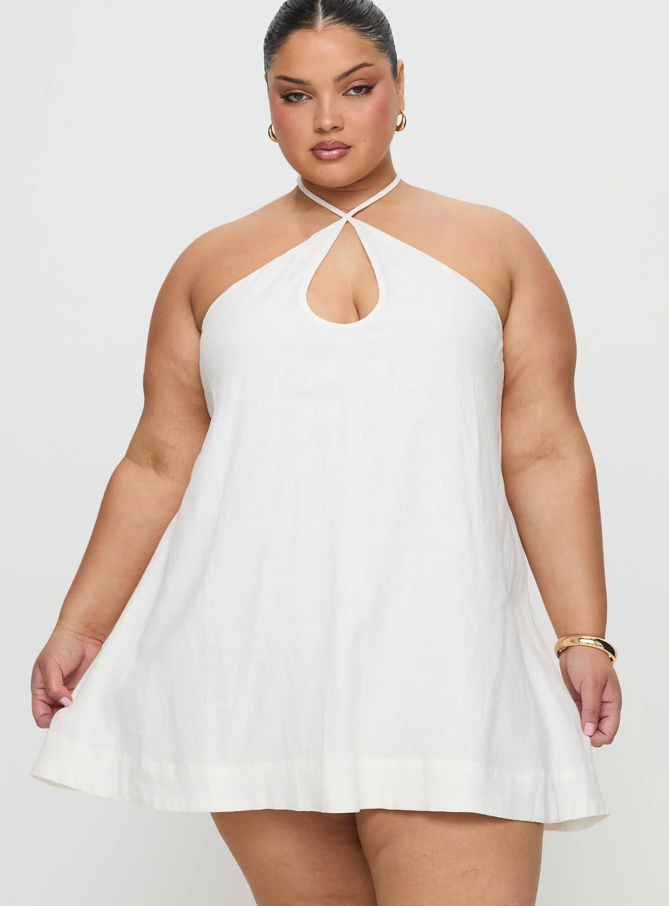 Thomasina Linen Halter Dress White Curve - Image 2