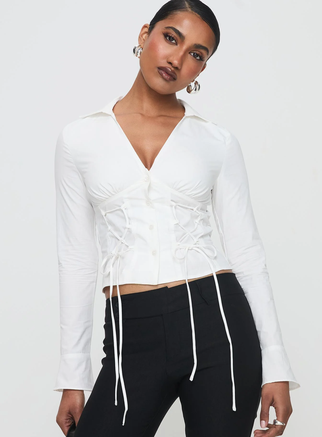 Tied To You Long Sleeve Top White - Image 2