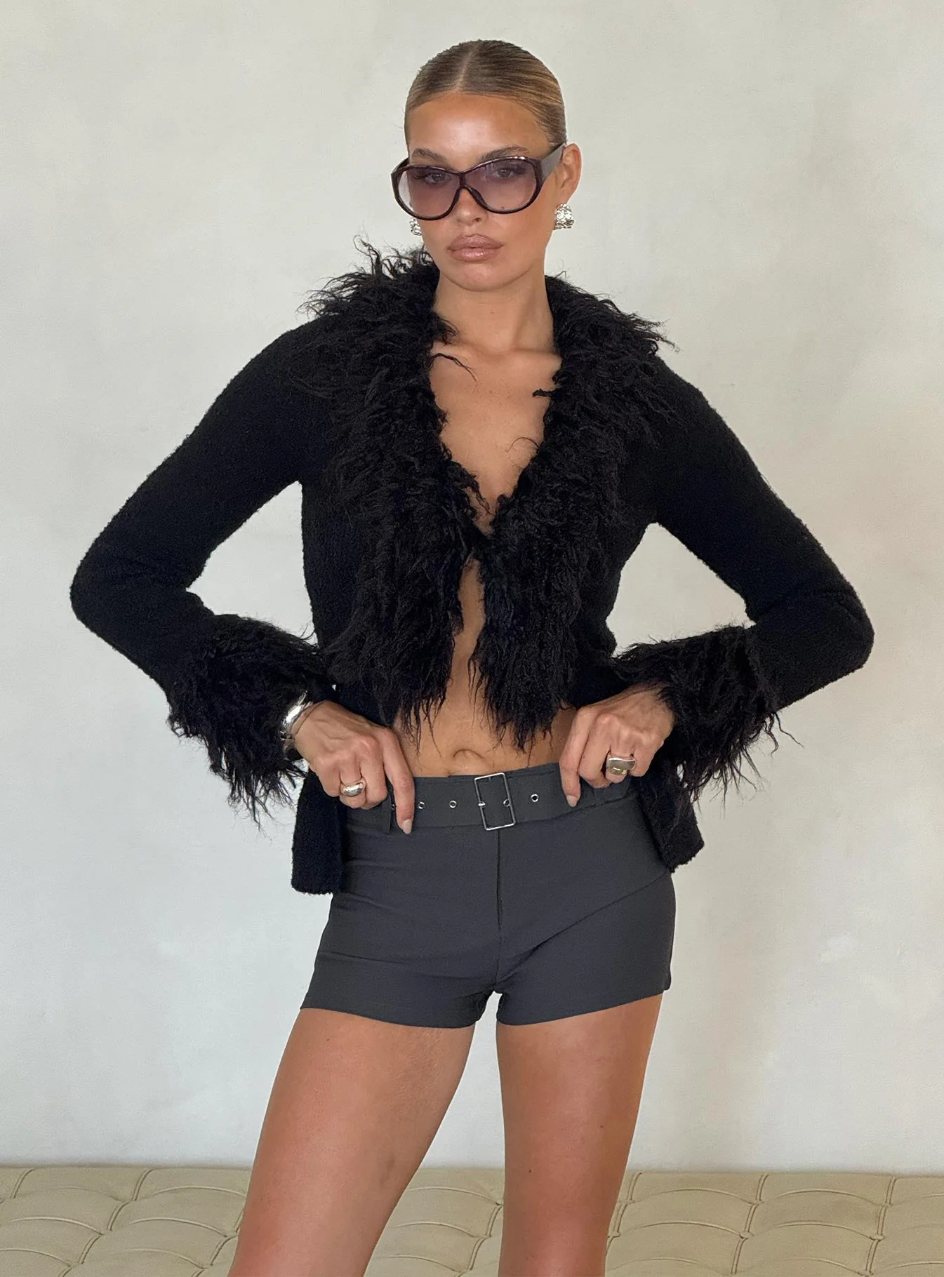 Titanium Belted Micro Short Charcoal