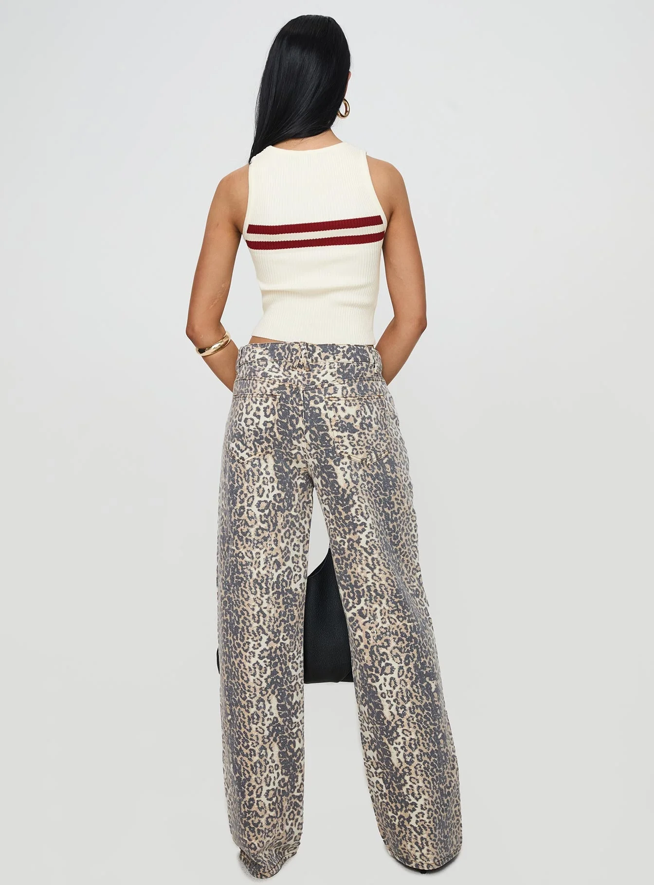 Top Model Low Rise Straight Leg Jeans Leopard Fade - Image 5