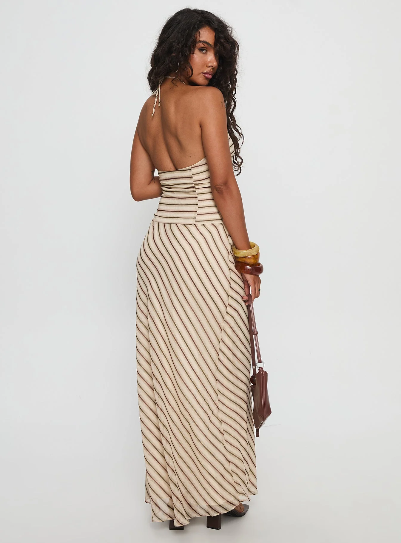 Tropeza Beaded Halter Maxi Dress Multi Stripe - Image 5