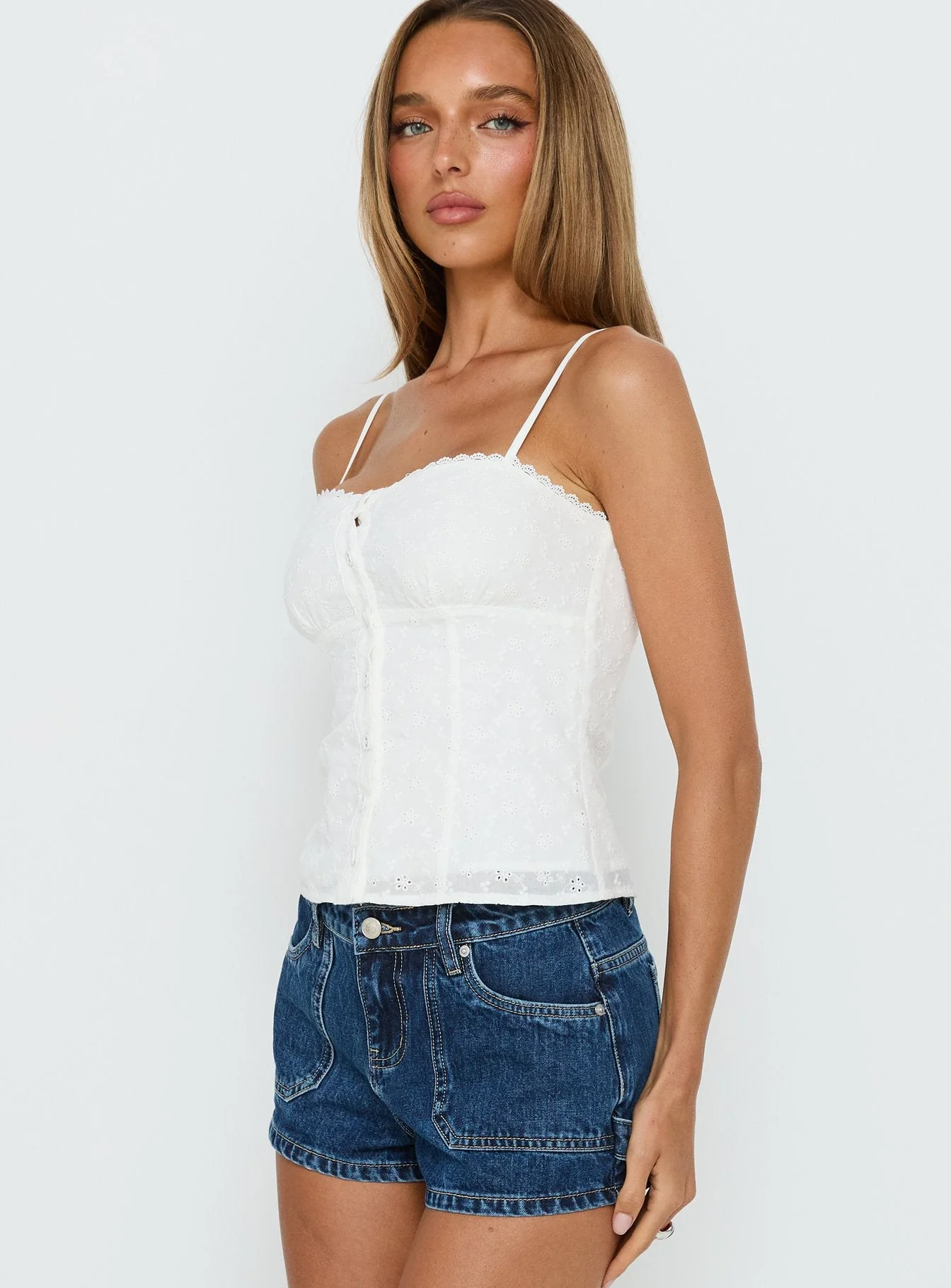 Valenne Embroidered Cami Top White - Image 4