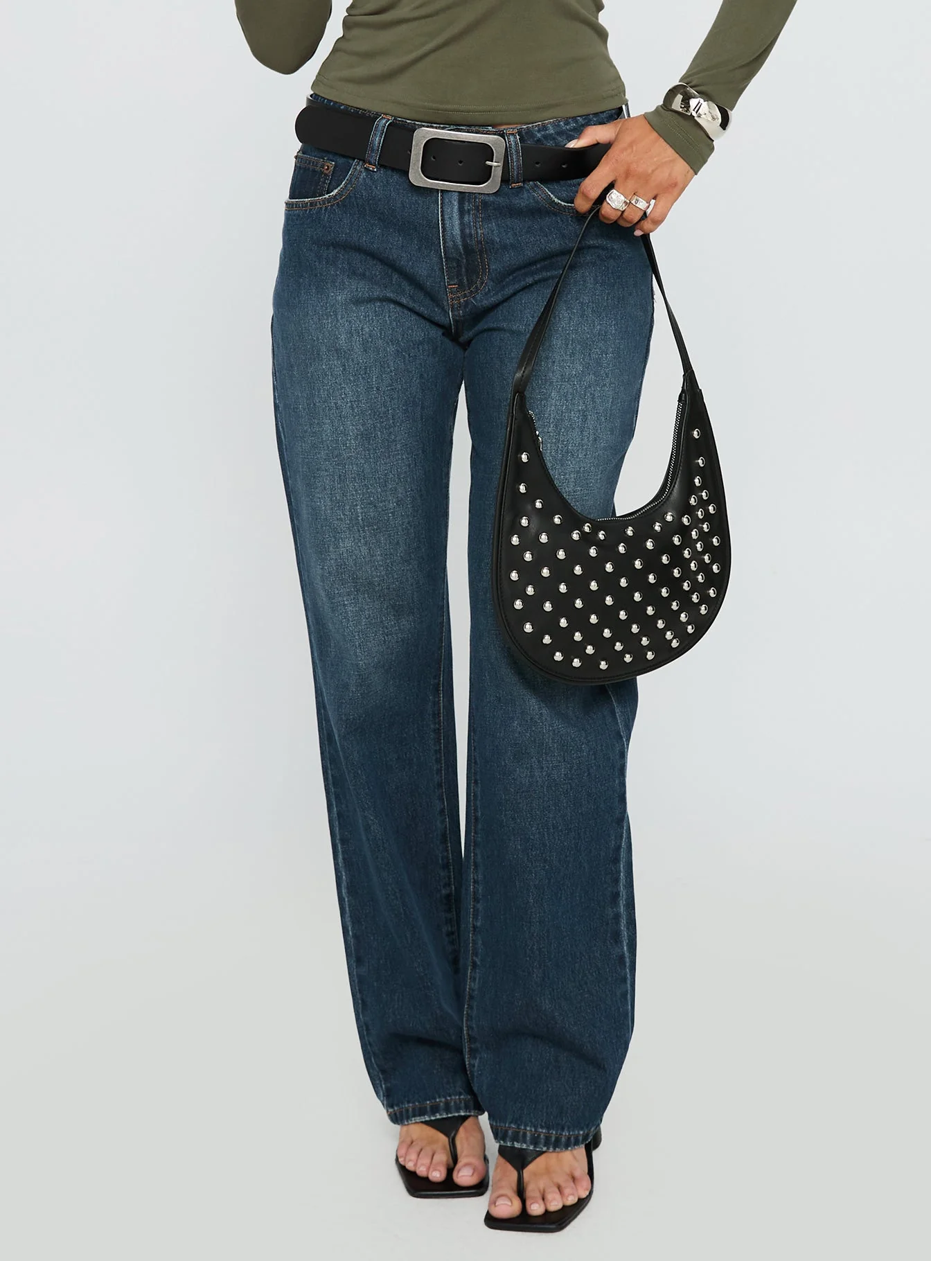 Vesperis Mid Rise Slim Leg Jeans Dark Blue Wash