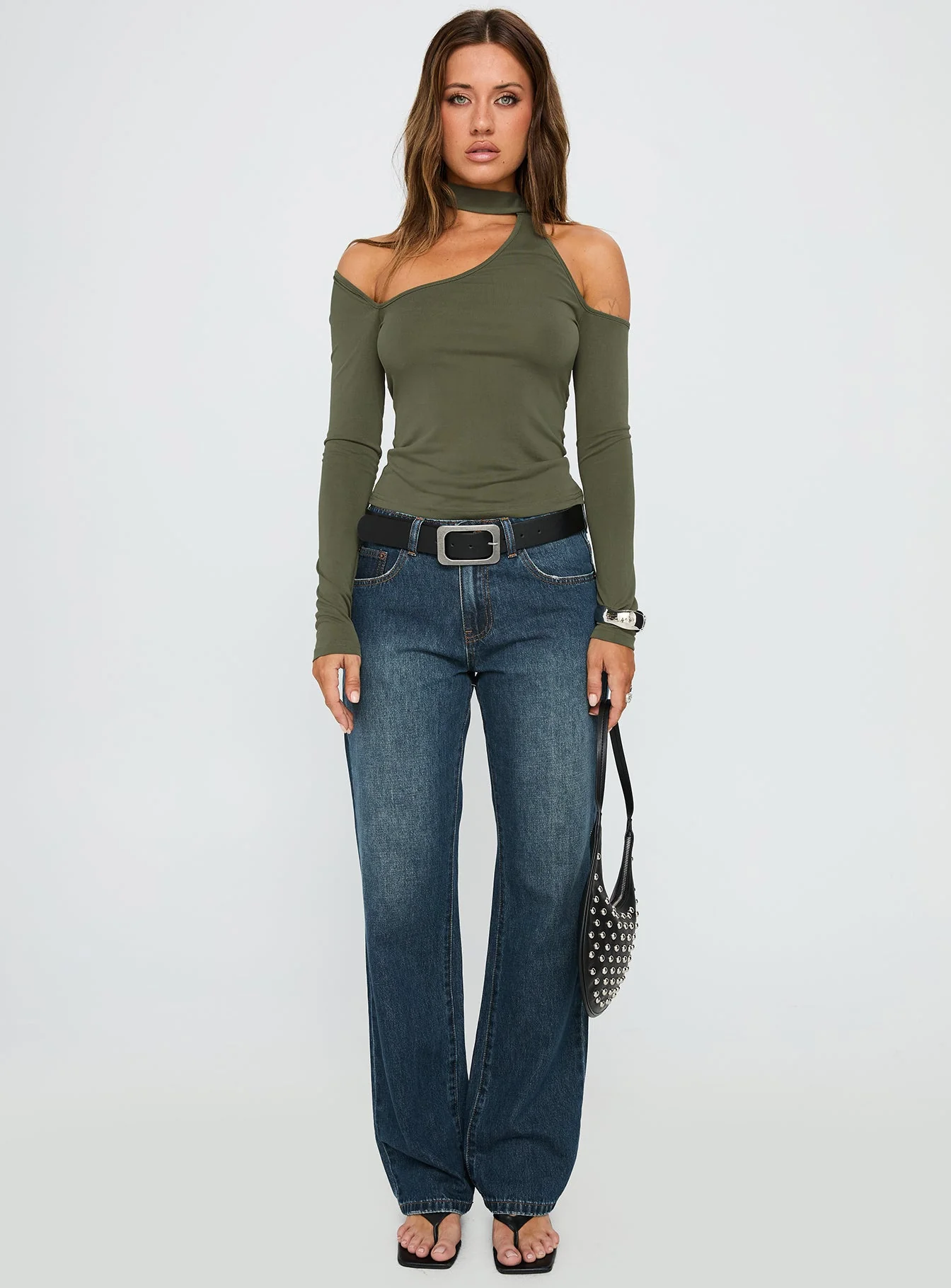Vesperis Mid Rise Slim Leg Jeans Dark Blue Wash - Image 6
