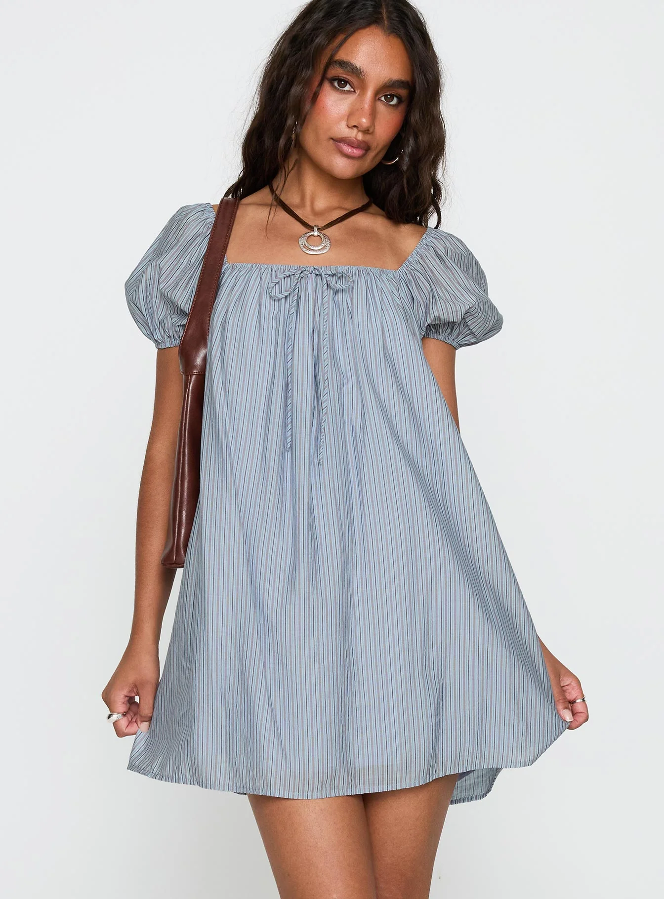 Wayfaire Smock Mini Dress Blue Stripe - Image 2