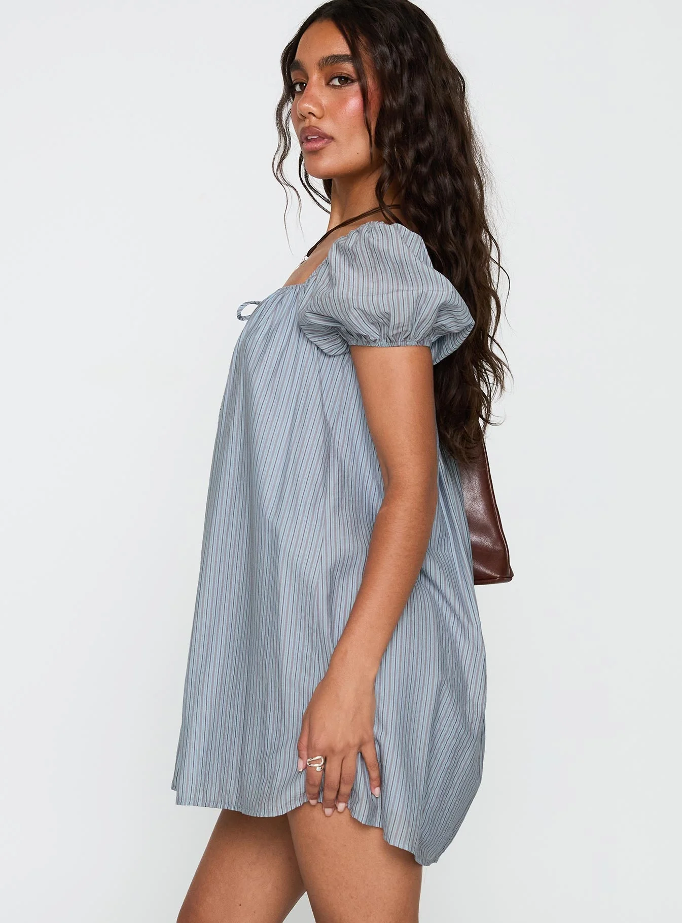 Wayfaire Smock Mini Dress Blue Stripe - Image 4