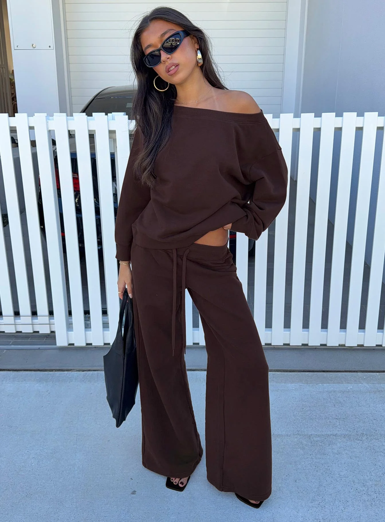 Wellness Off The Shoulder Jumper Brown