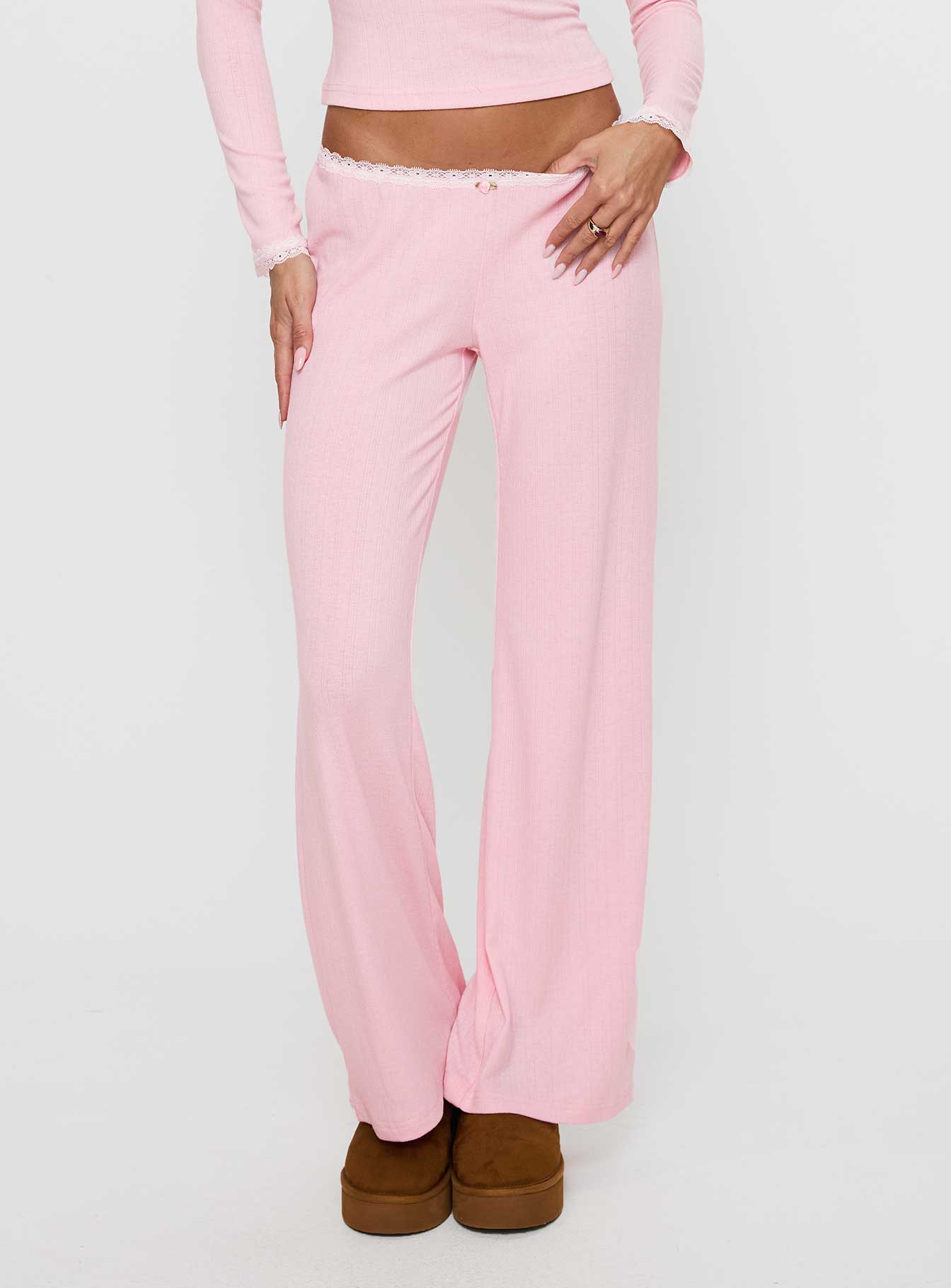 Whimsie Pointelle Sleep Pants Pink - Image 2