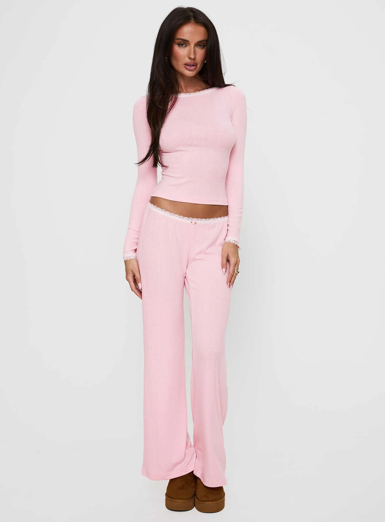 Whimsie Pointelle Sleep Pants Pink - Image 3