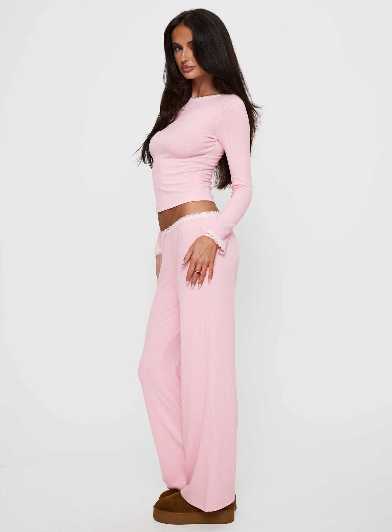 Whimsie Pointelle Sleep Pants Pink - Image 4
