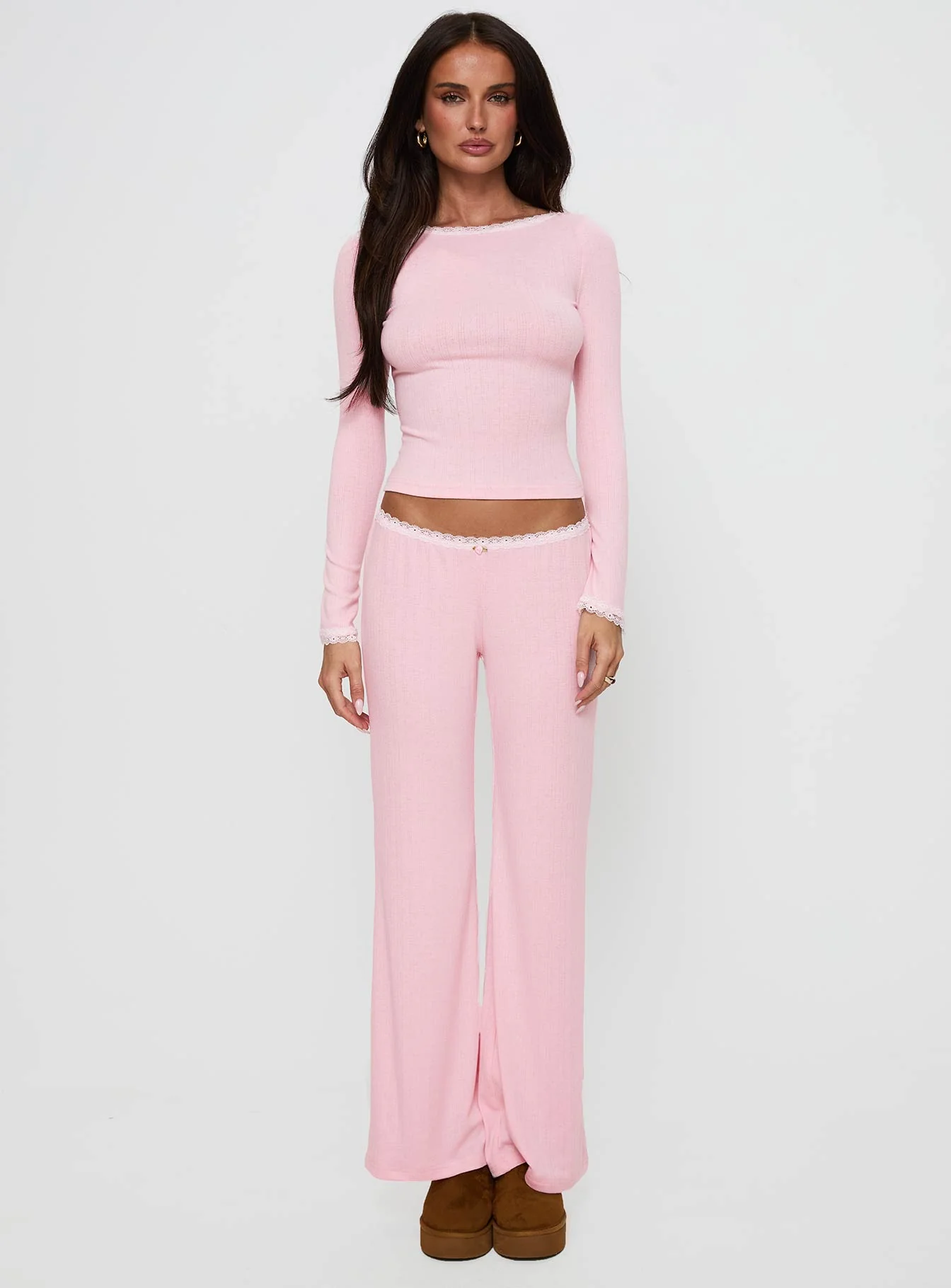 Whimsie Pointelle Sleep Pants Pink - Image 7