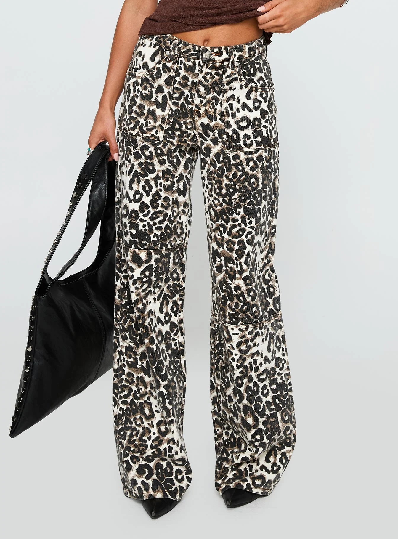 Wild Ride High Rise Wide Leg Cargo Jeans Leopard - Image 2