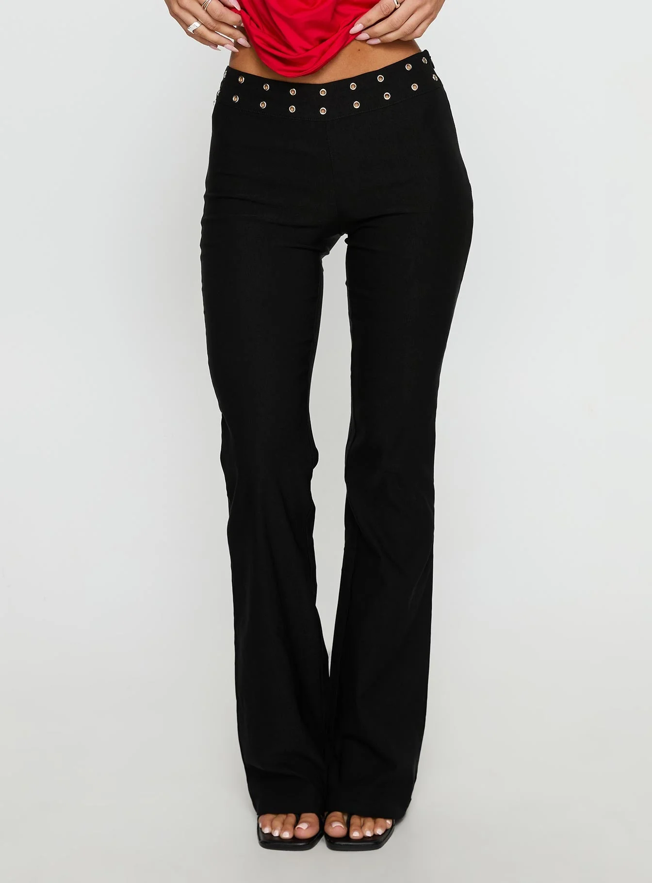 Yevina Eyelet Flare Pant Black - Image 2